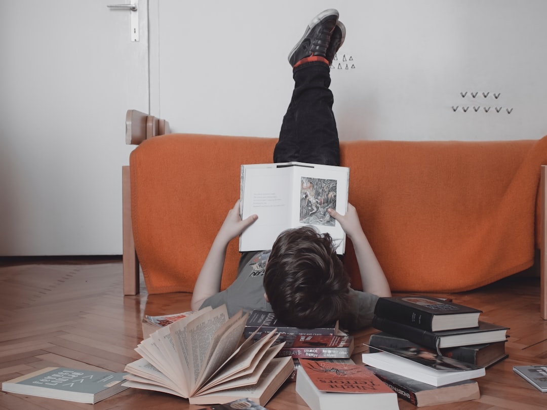 child reading book