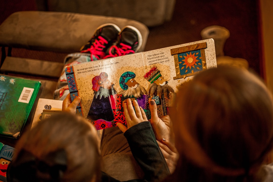 child reading book