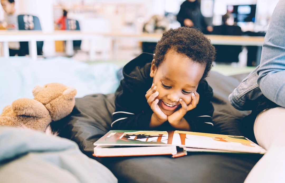 child reading book