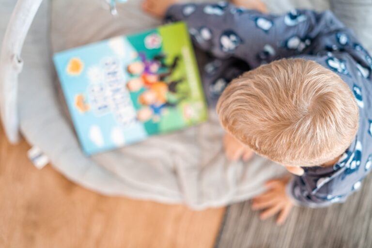 child reading book