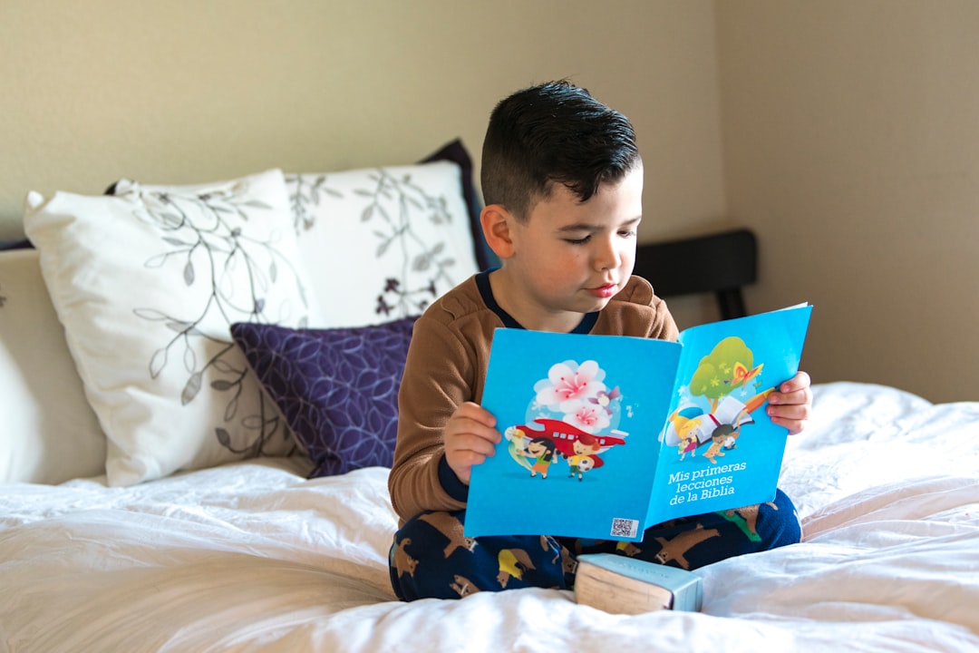 child reading book