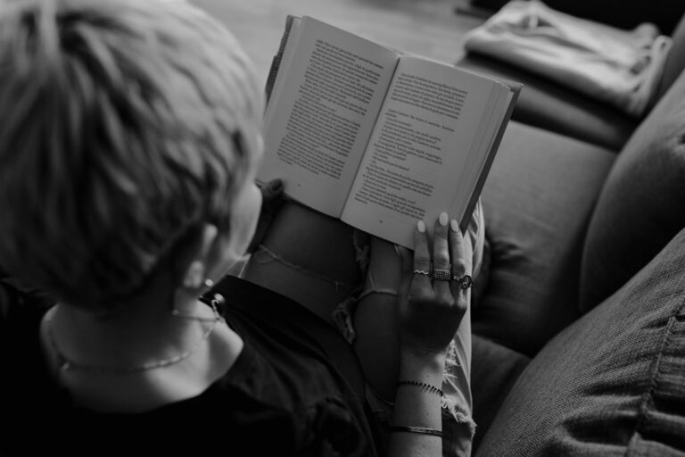 child reading book
