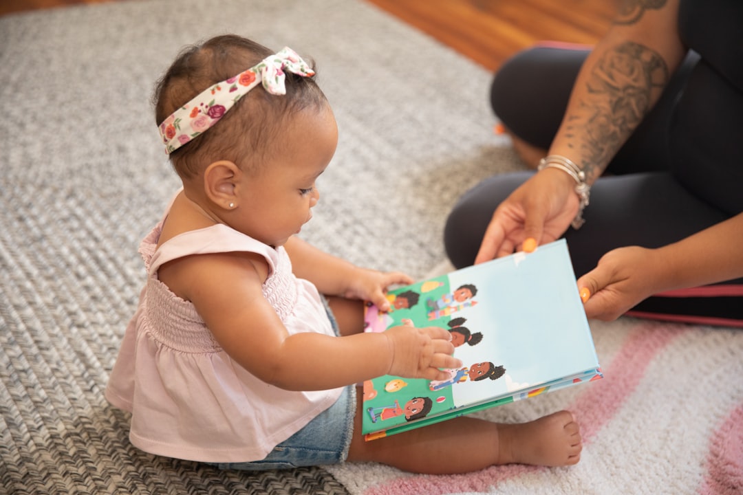 child reading book