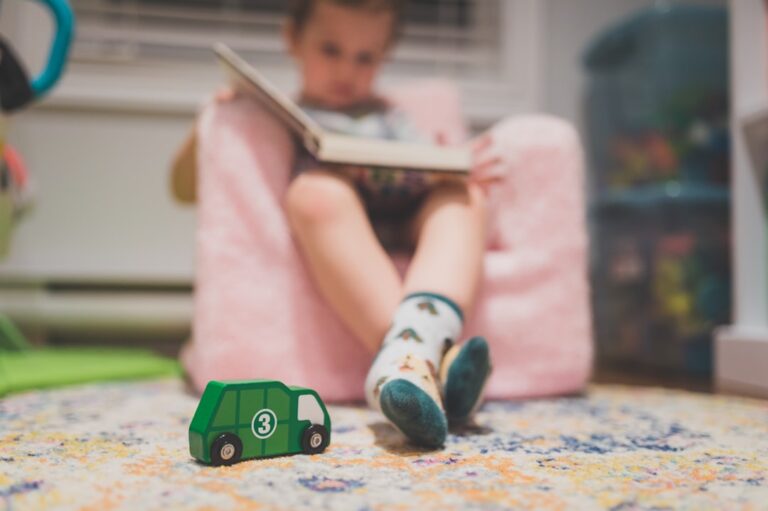 child reading book